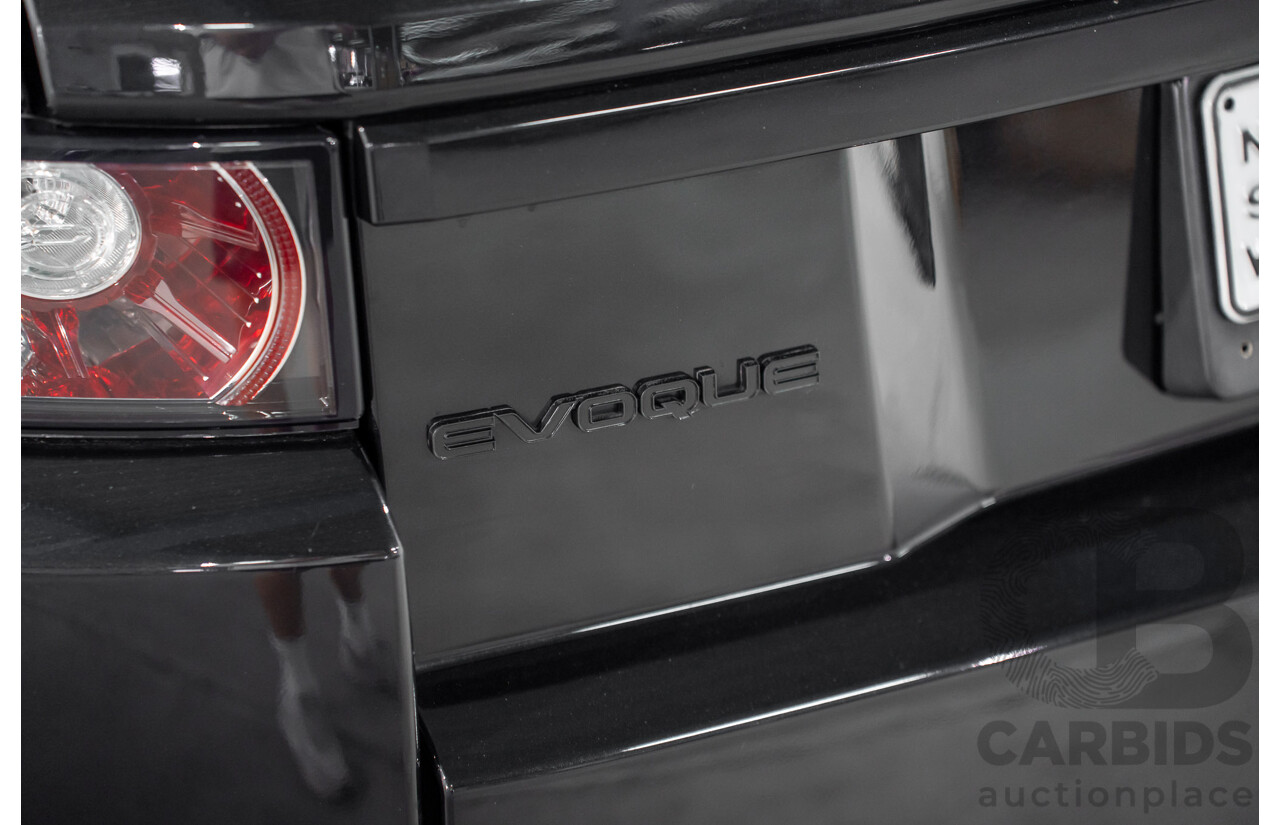 12/2011 Range Rover Evoque TD4 Dynamic LV 5d Wagon Sumatra Black Metallic/Fuji White Roof Turbo Diesel 2.2L