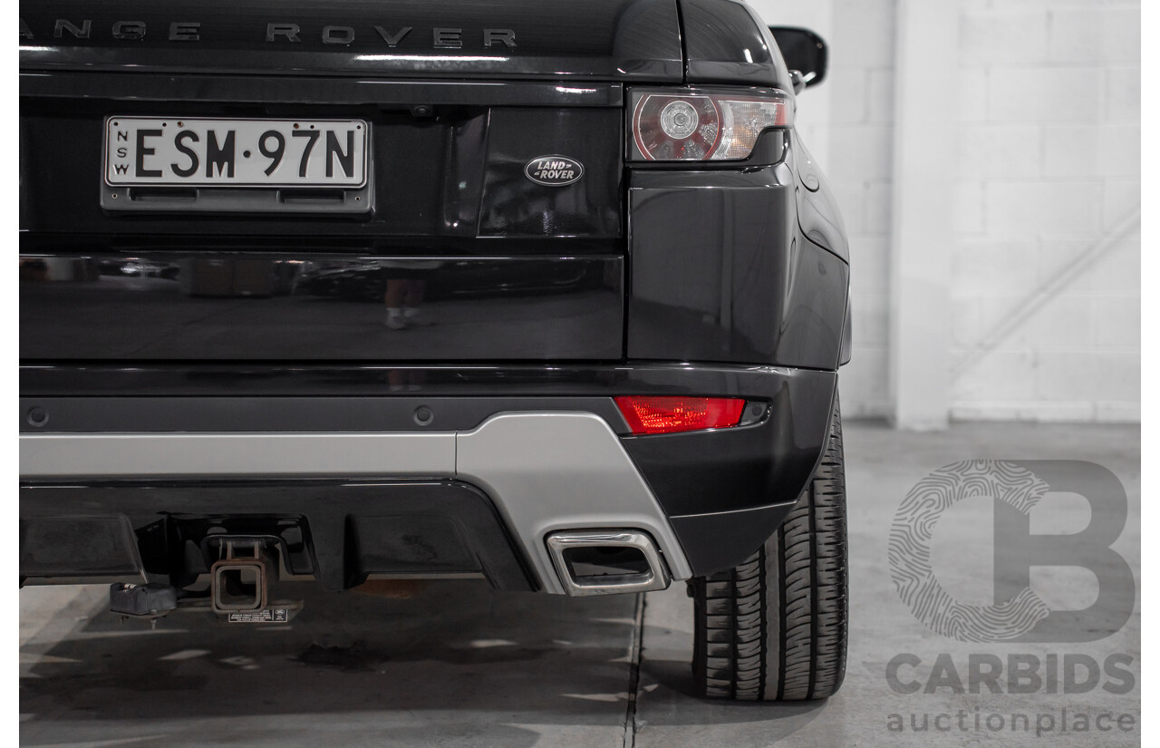 12/2011 Range Rover Evoque TD4 Dynamic LV 5d Wagon Sumatra Black Metallic/Fuji White Roof Turbo Diesel 2.2L