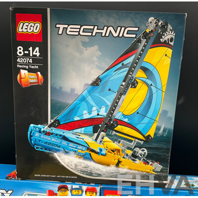 LEGO TECHNIC Racing Yacht 42074, CITY 60150 and 60192, MARVEL 76101, 2x LEGO Gray Baseplate 10701 - New Sealed in Box - Lot of 6
