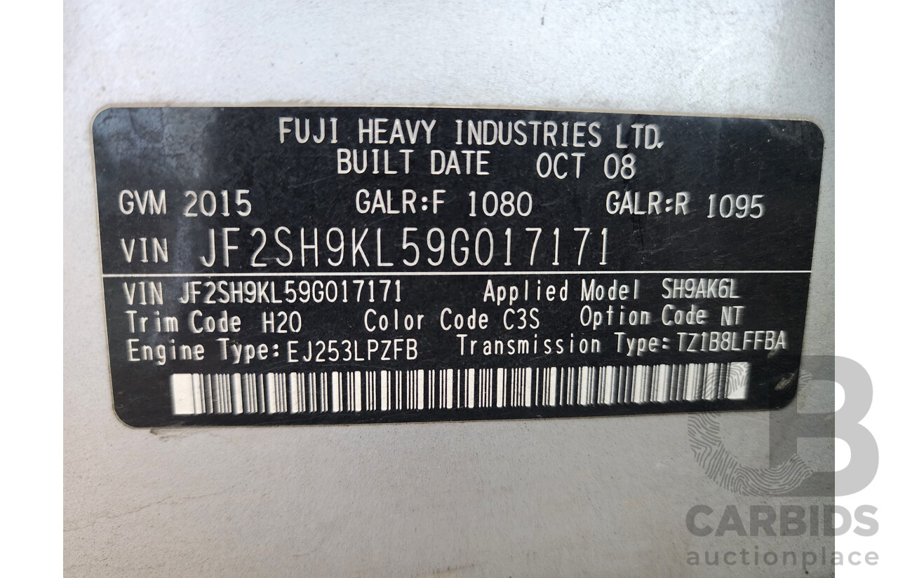 12/2008 Subaru Forester XS MY09 4d Wagon Silver 2.5L