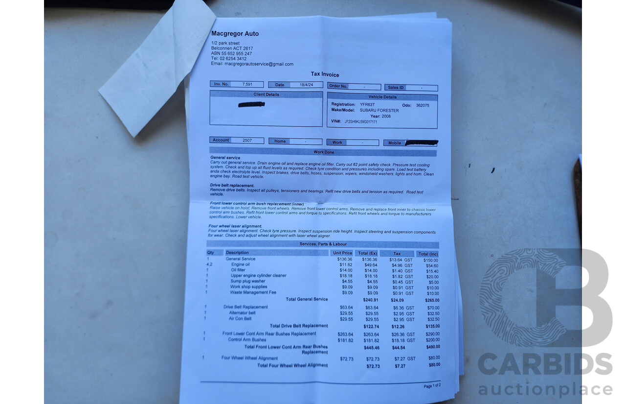 12/2008 Subaru Forester XS MY09 4d Wagon Silver 2.5L