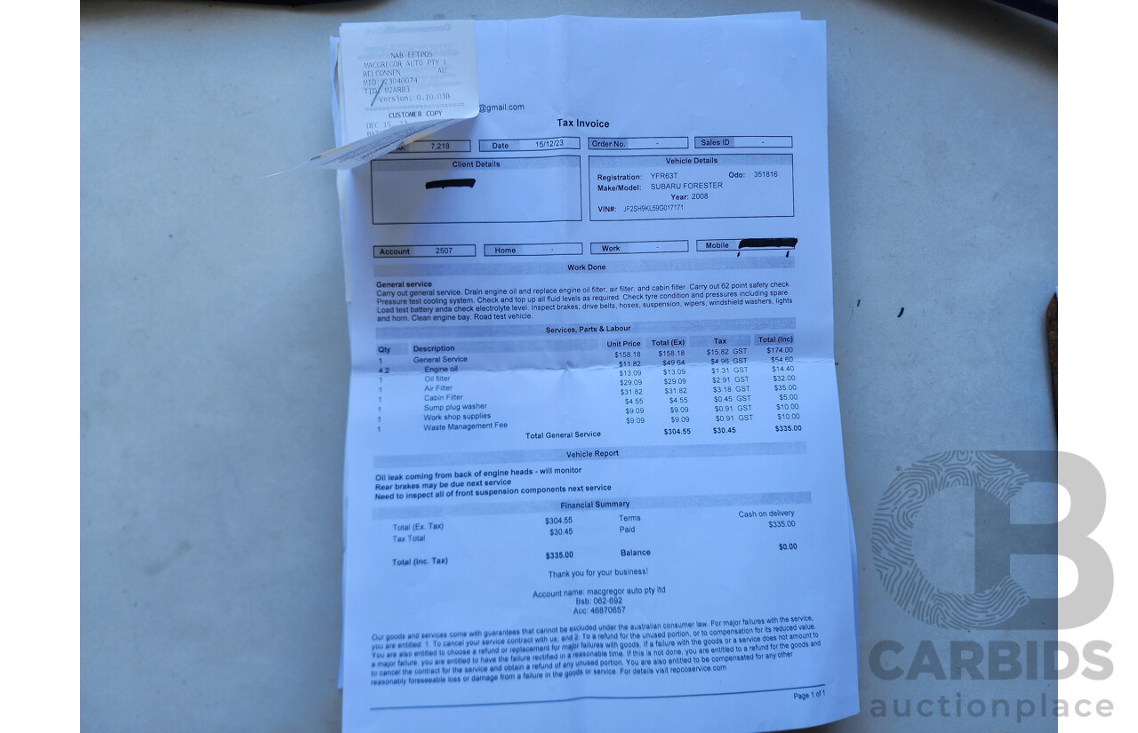 12/2008 Subaru Forester XS MY09 4d Wagon Silver 2.5L