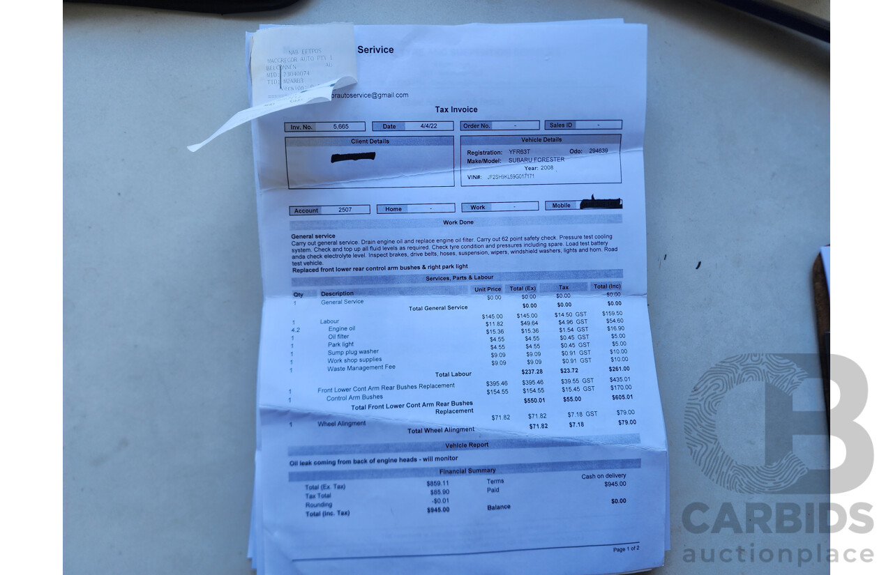 12/2008 Subaru Forester XS MY09 4d Wagon Silver 2.5L