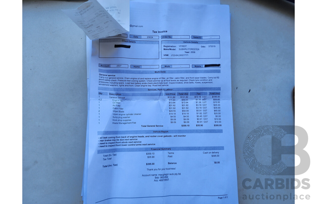 12/2008 Subaru Forester XS MY09 4d Wagon Silver 2.5L