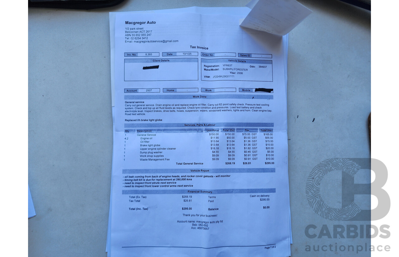 12/2008 Subaru Forester XS MY09 4d Wagon Silver 2.5L