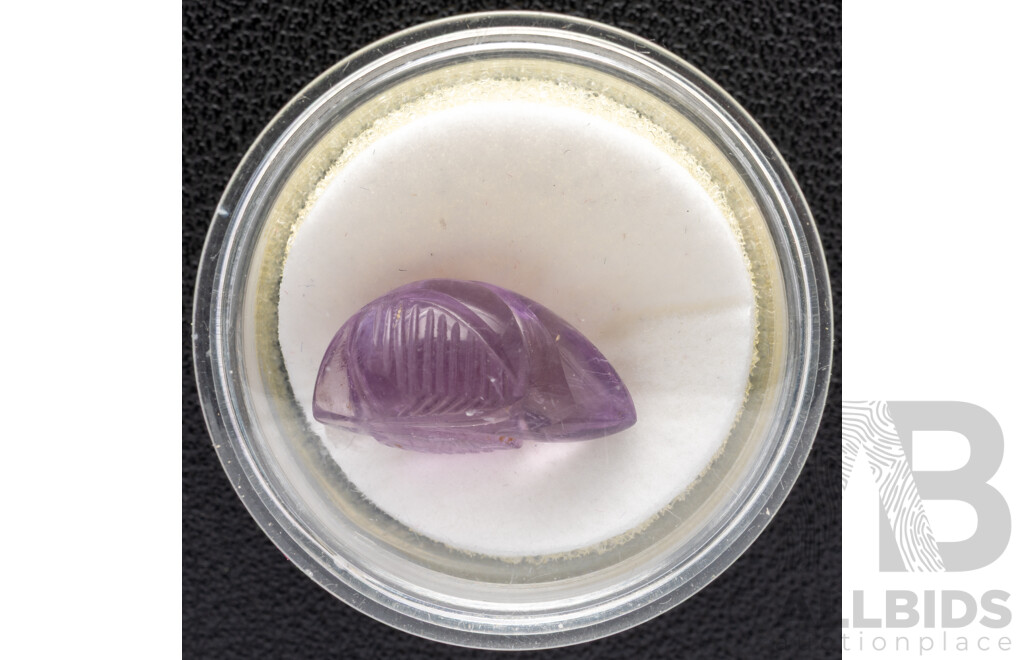 Amethyst, Vintage Carved  leaf shaped Gemstone, 8.50ct