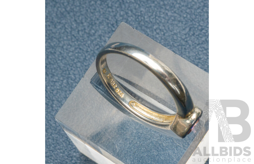 NEW - Sterling Silver Bluebird Baby Name Plate Brooch, Pink CZ Heart Ring & Round Locket, 11.14 Grams