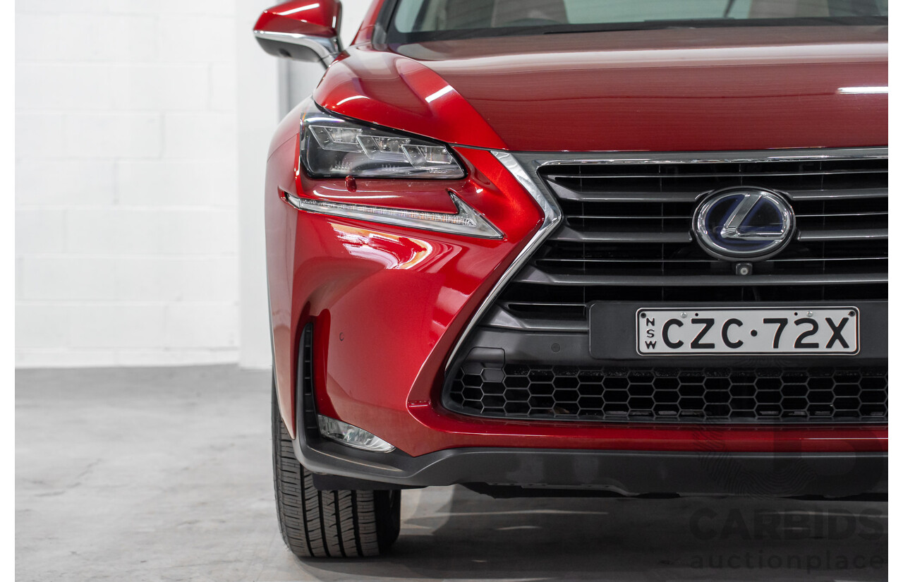 5/2015 Lexus Nx300h Sports Luxury Hybrid (AWD) AYZ15R 4d Wagon Vermillion Red Metallic 2.5L - Hybrid