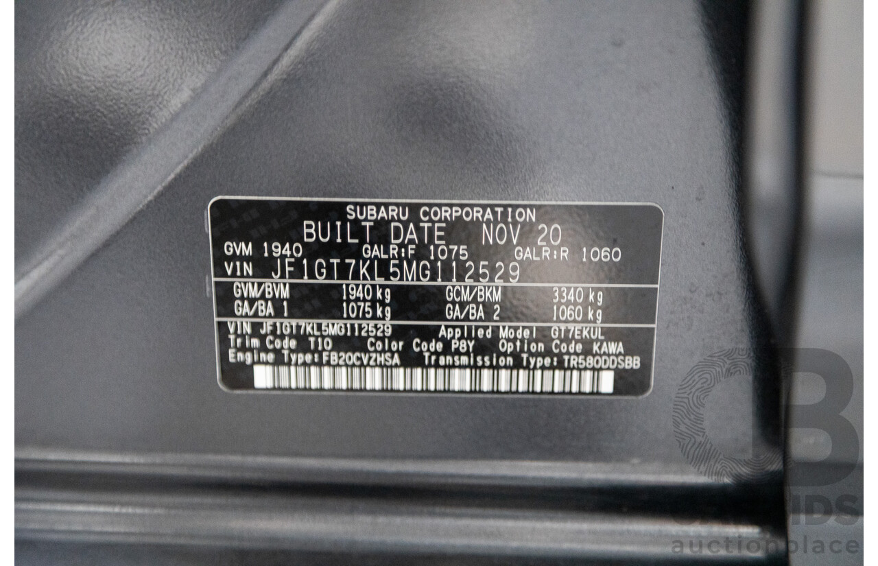 12/2020 Subaru XV 2.0i PREMIUM (AWD) MY21 4D Wagon Magnetic Grey Metallic 2.0L