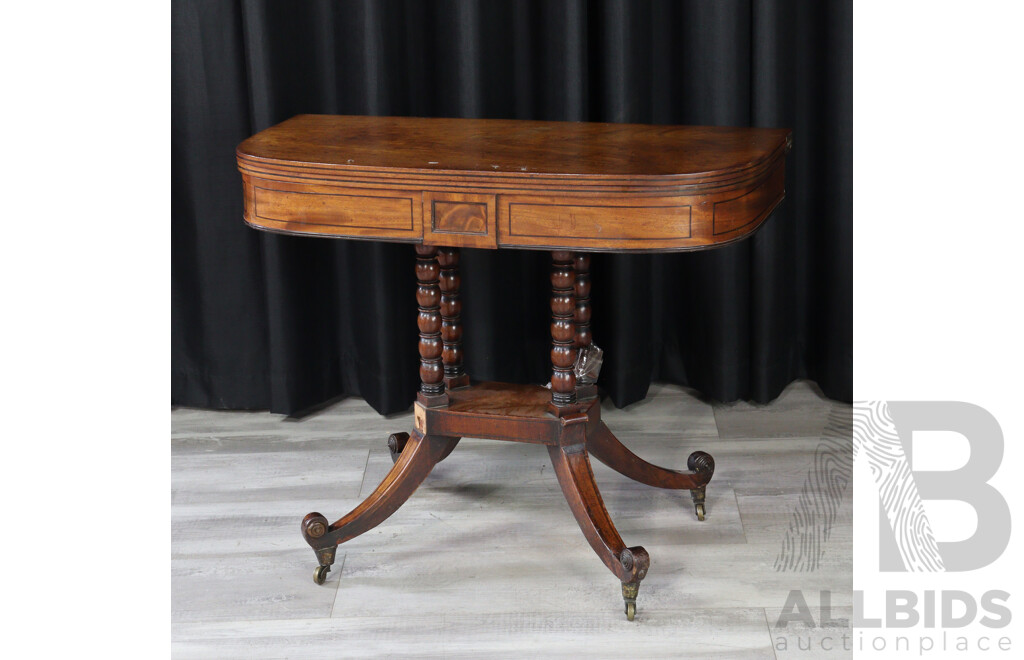 Victorian Rosewood Fold Over Card Table
