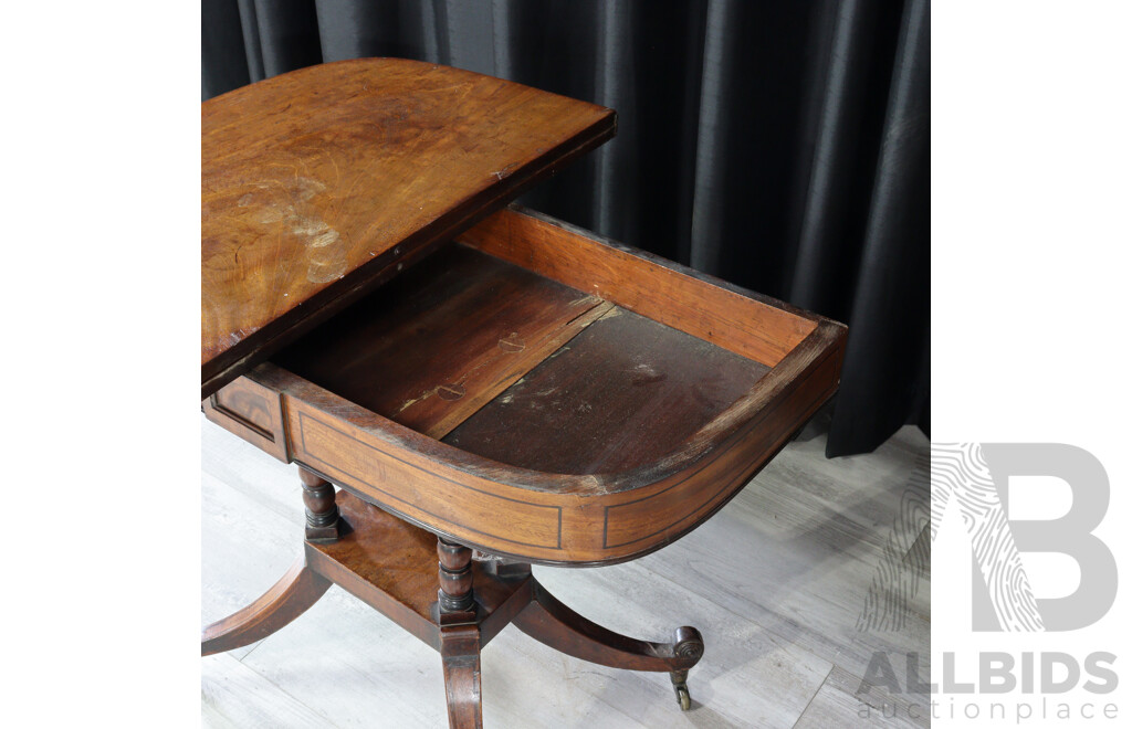 Victorian Rosewood Fold Over Card Table