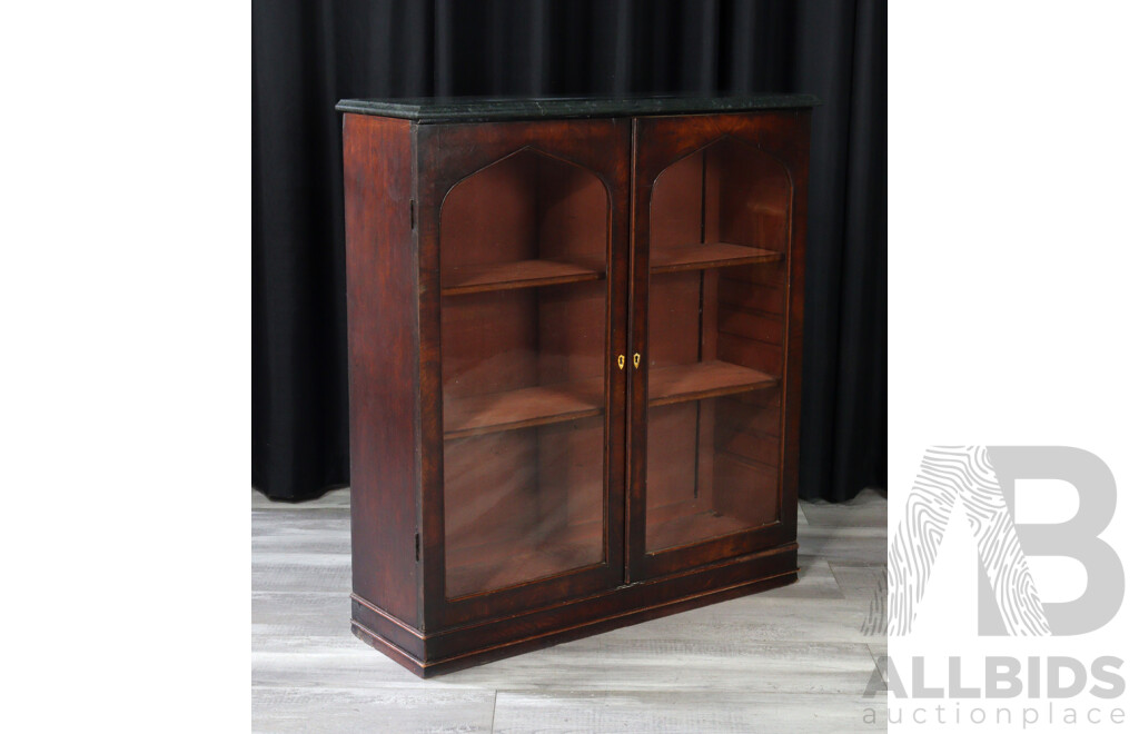Georgian Mahogany Dwarf Bookcase with Marble Top