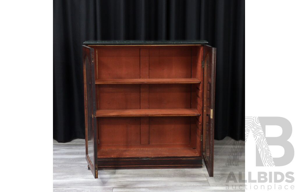 Georgian Mahogany Dwarf Bookcase with Marble Top