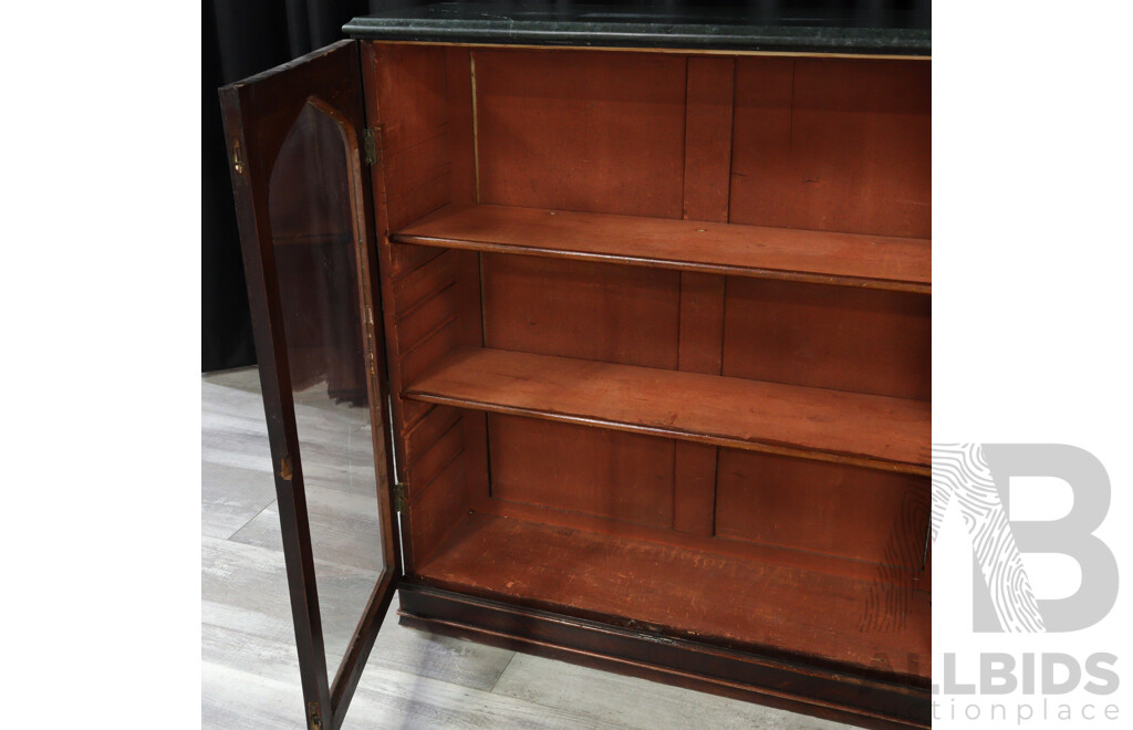 Georgian Mahogany Dwarf Bookcase with Marble Top