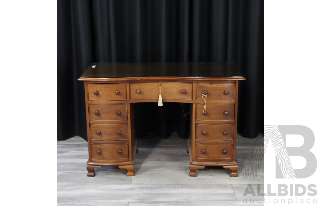 Reproduction Mahogany Twin Pedestal Ladies Desk