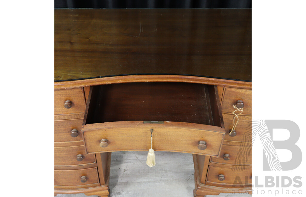 Reproduction Mahogany Twin Pedestal Ladies Desk