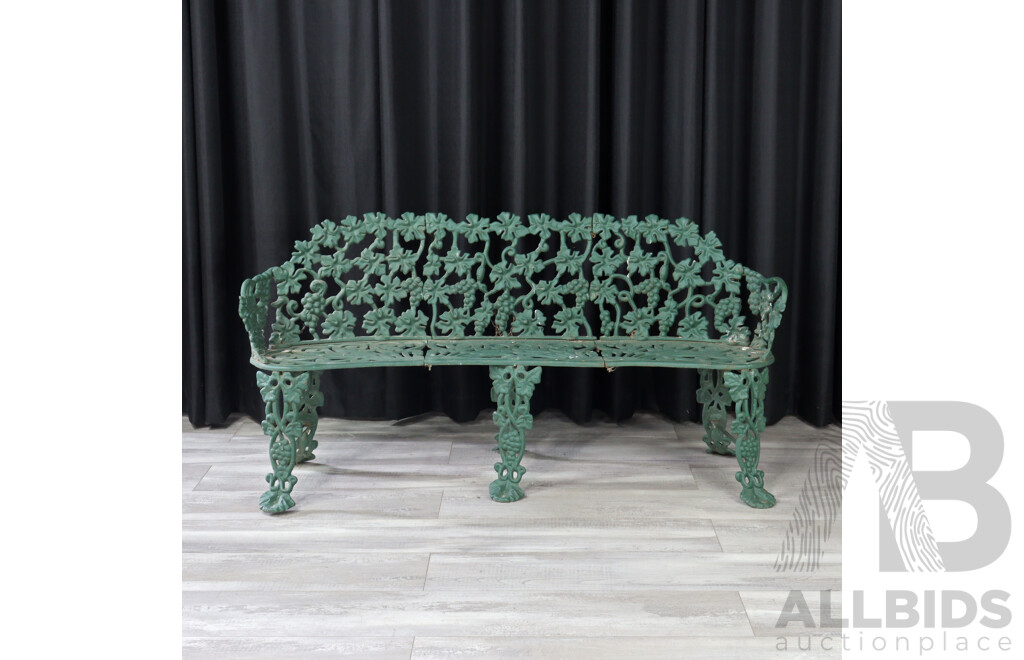 Painted Cast Iron Kidney Shaped Garden Bench