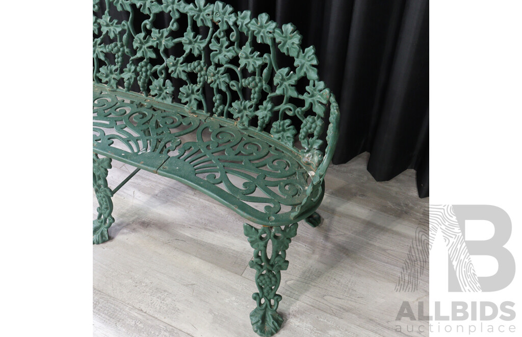 Painted Cast Iron Kidney Shaped Garden Bench
