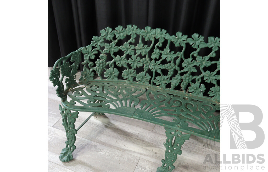 Painted Cast Iron Kidney Shaped Garden Bench