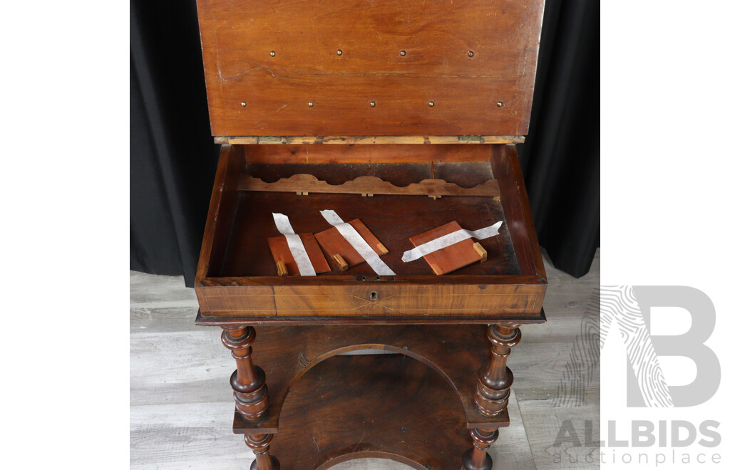 Edwardian Walnut Inlaid Davenport
