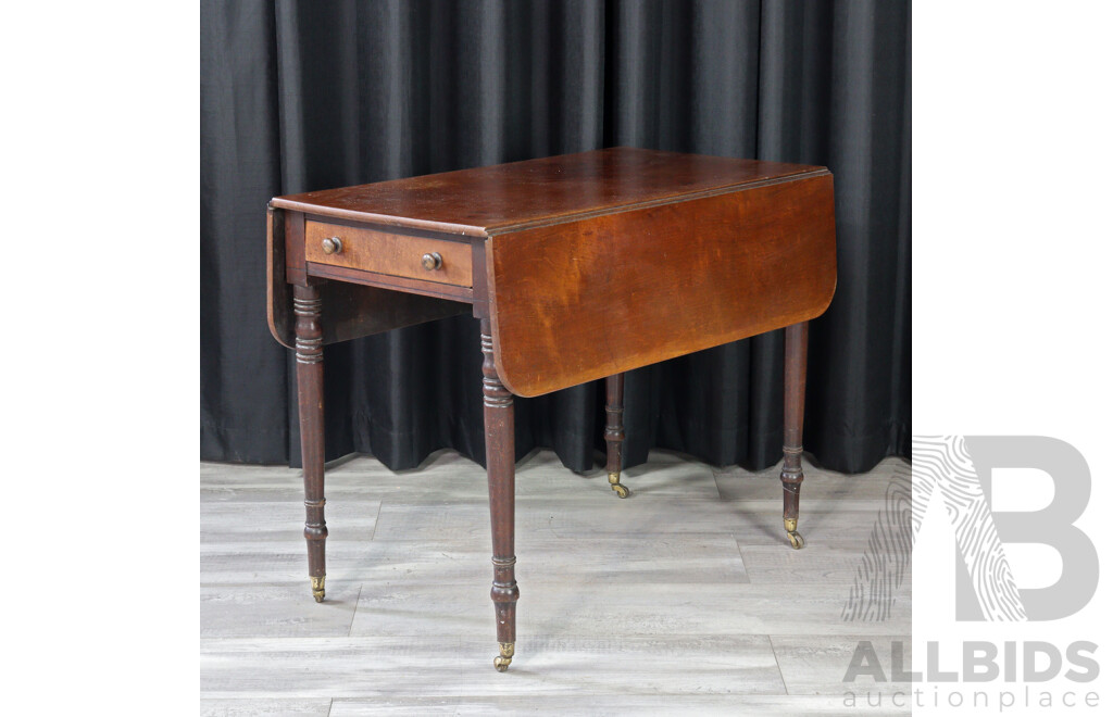 Victorian Mahogany Single Drawer Drop-Side Table