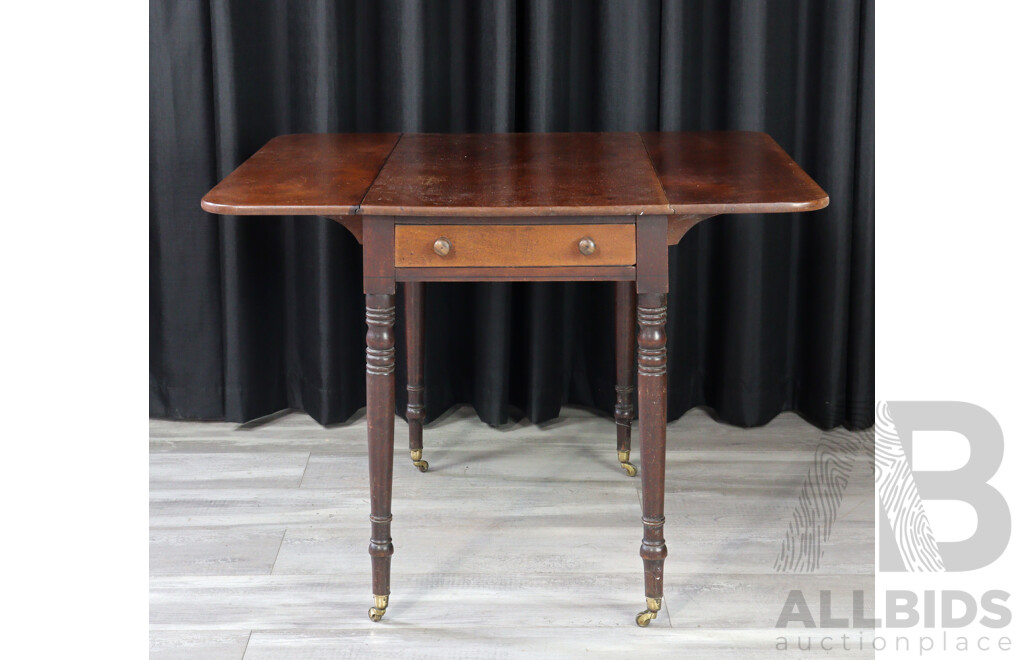 Victorian Mahogany Single Drawer Drop-Side Table