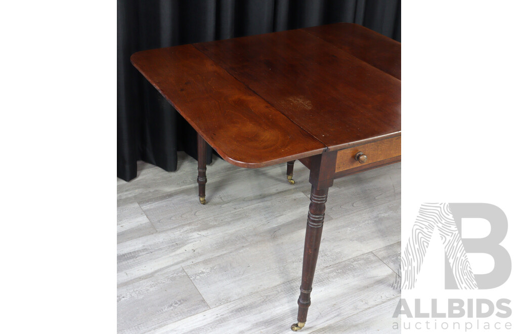 Victorian Mahogany Single Drawer Drop-Side Table
