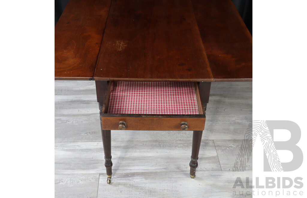 Victorian Mahogany Single Drawer Drop-Side Table