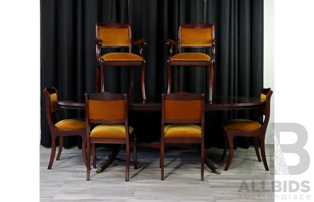 Queen Anne Style Seven Piece Dining Suite