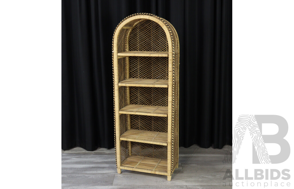 Vintage Cane Dome Top Open Shelf