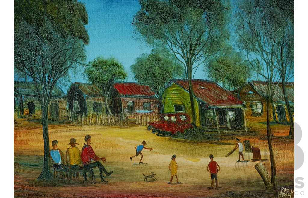 Pro Hart, (20th Century, Australian, 1928-2006) Kids Playing (1987), Oil on Canvas Board, 42 x 52 cm (frame)