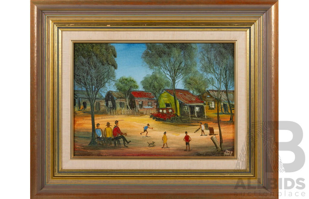 Pro Hart, (20th Century, Australian, 1928-2006) Kids Playing (1987), Oil on Canvas Board, 42 x 52 cm (frame)