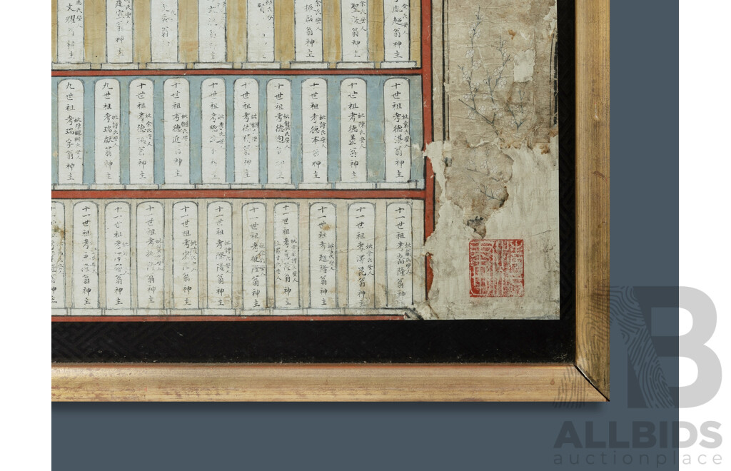 Artist Unknown, (Chinese School, Early 20th Century), Antique Chinese Ancestor Portrait, Republic Period, Gouache, Ink & Gilt Paper, 202 x 128 cm (frame)