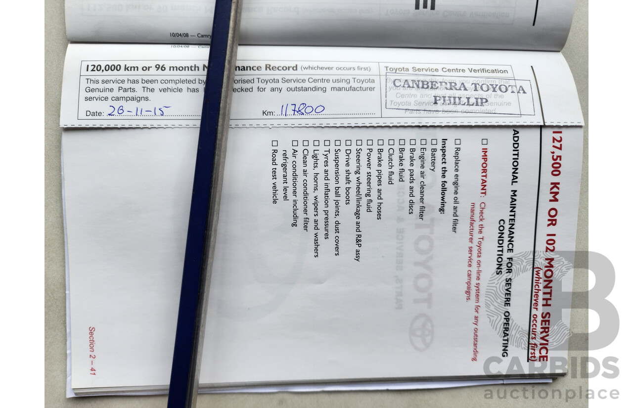 10/2008 Toyota Camry Altise ACV40R 07 UPGRADE 4d Sedan White 2.4L