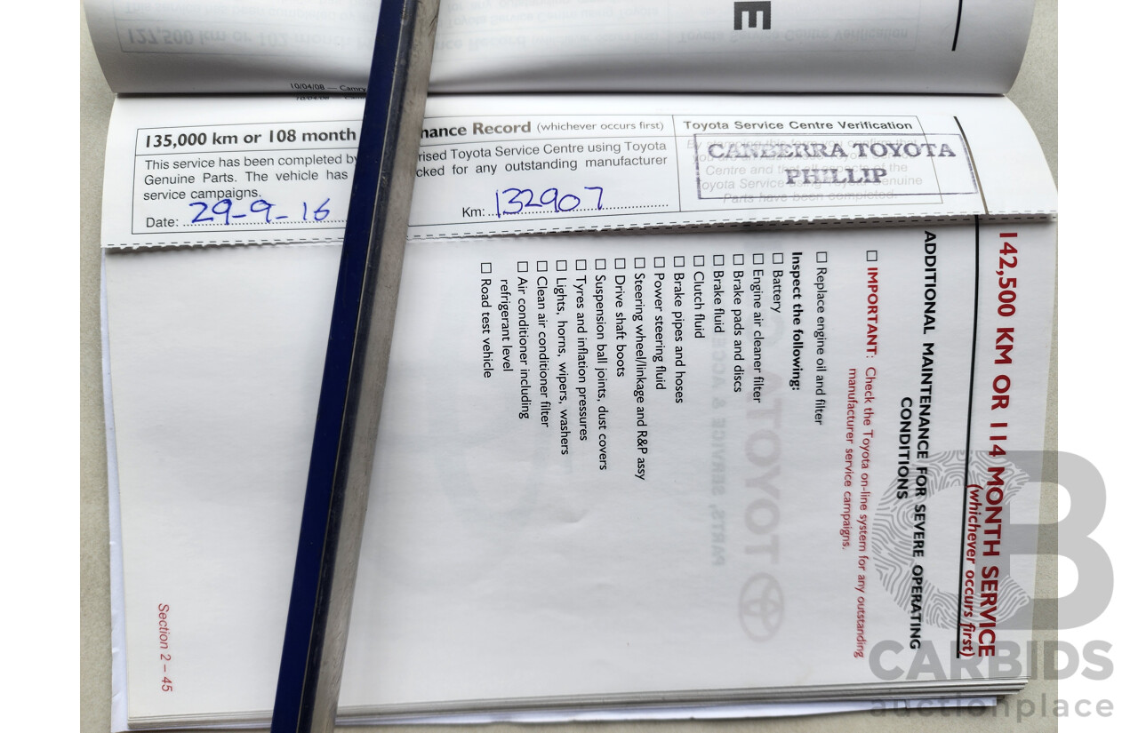 10/2008 Toyota Camry Altise ACV40R 07 UPGRADE 4d Sedan White 2.4L