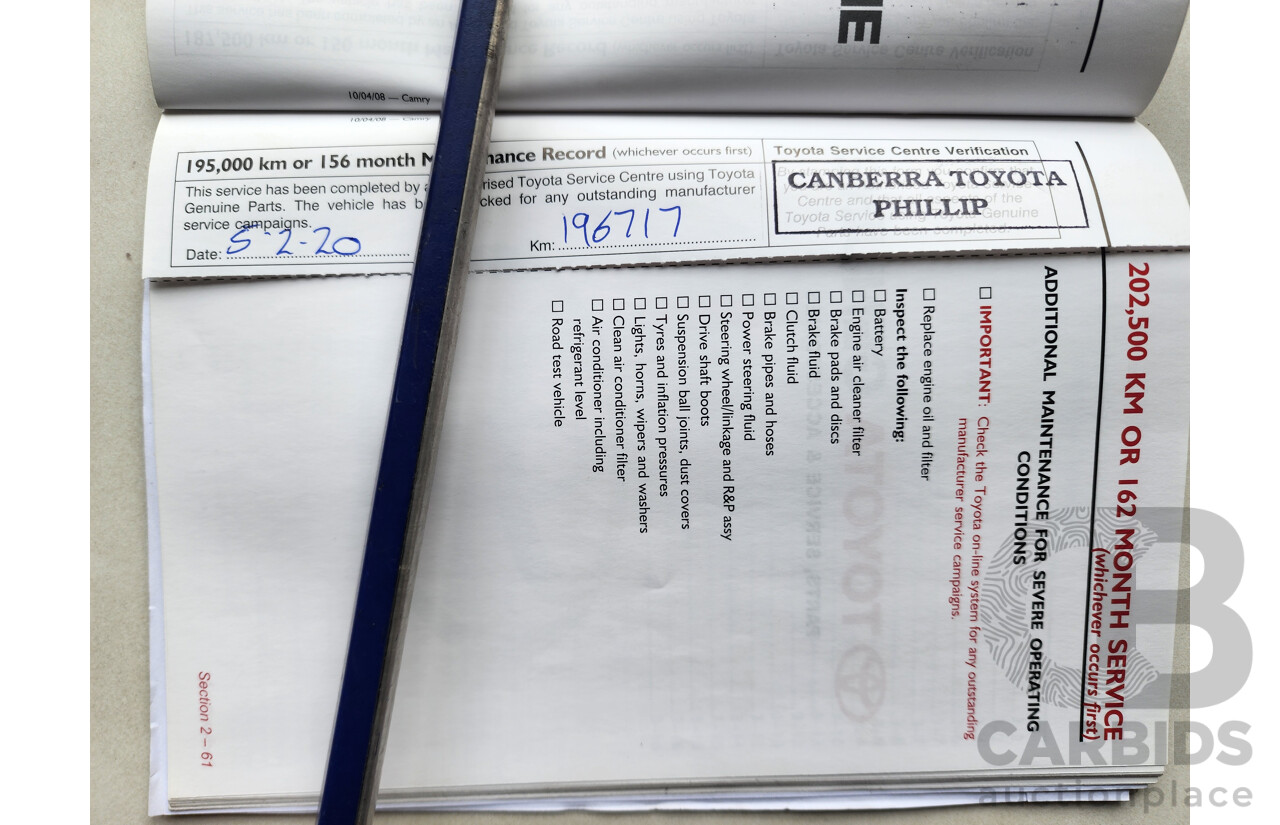 10/2008 Toyota Camry Altise ACV40R 07 UPGRADE 4d Sedan White 2.4L