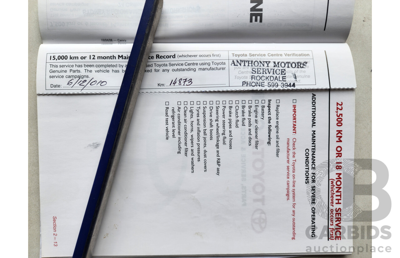 10/2008 Toyota Camry Altise ACV40R 07 UPGRADE 4d Sedan White 2.4L