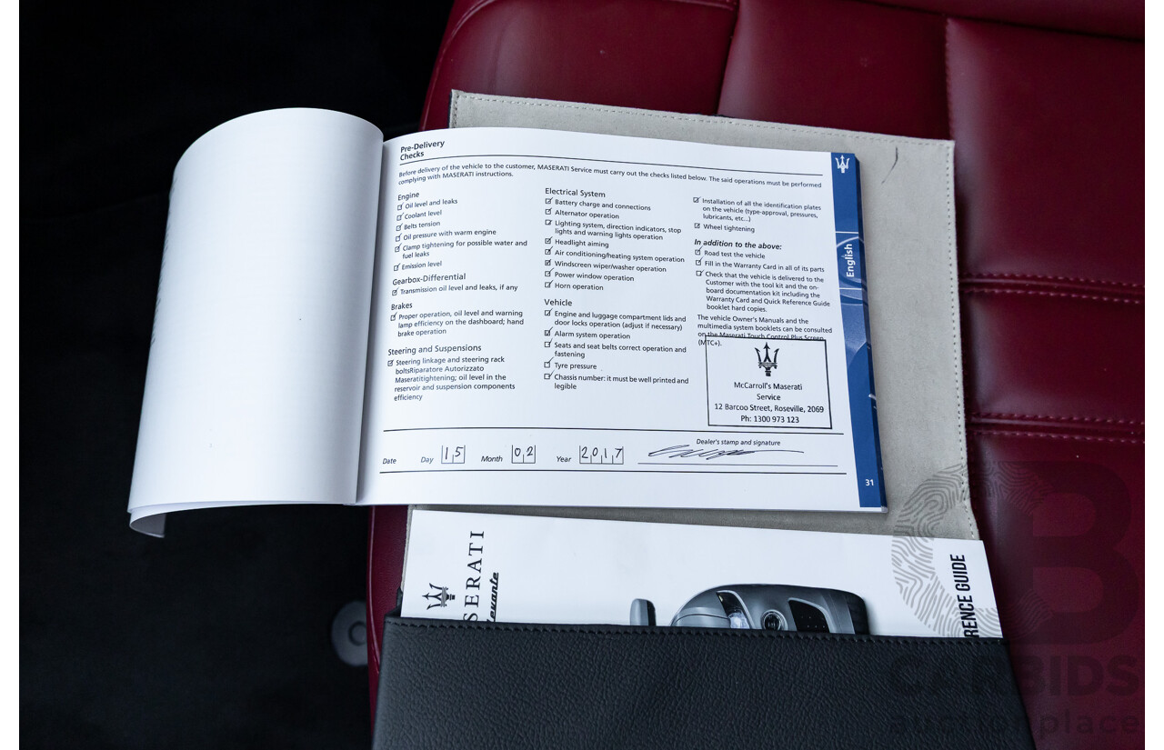 02/2017 Maserati Levante (AWD) M161 MY17 4d Wagon Nero Black Turbo Diesel V6 3.0L