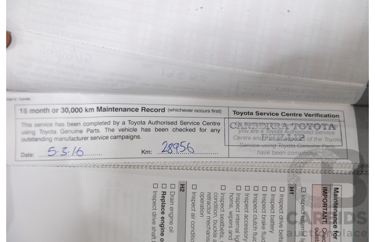 8/2014 Toyota Corolla Ascent Sport ZRE182R 5d Hatchback Advant Garde Bronze Metallic 1.8L