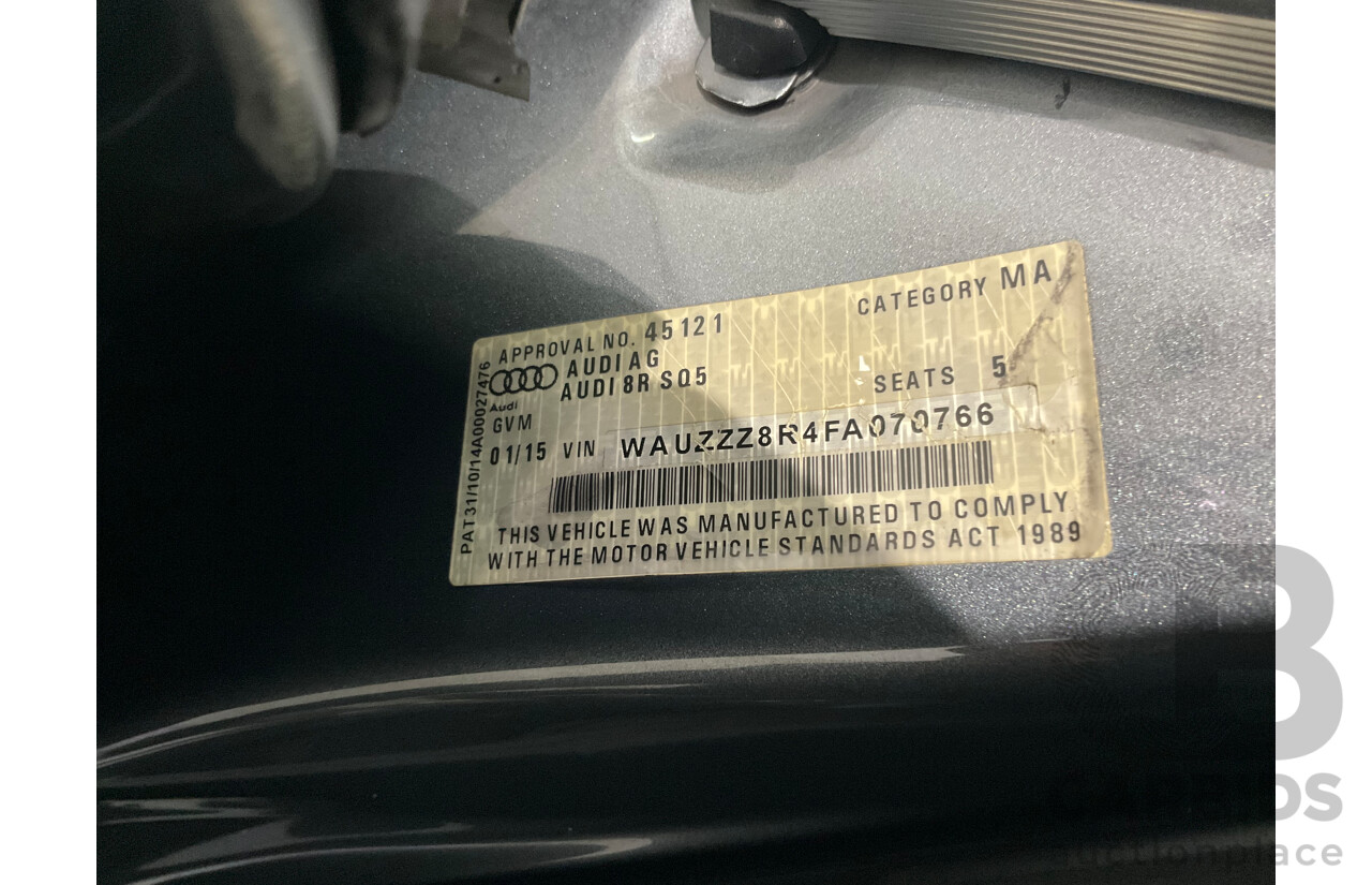 1/2015 Audi SQ5 3.0 TDI Quattro 8R MY15 5d Wagon Monsoon Grey Metallic Twin Turbo Diesel V6 3.0L