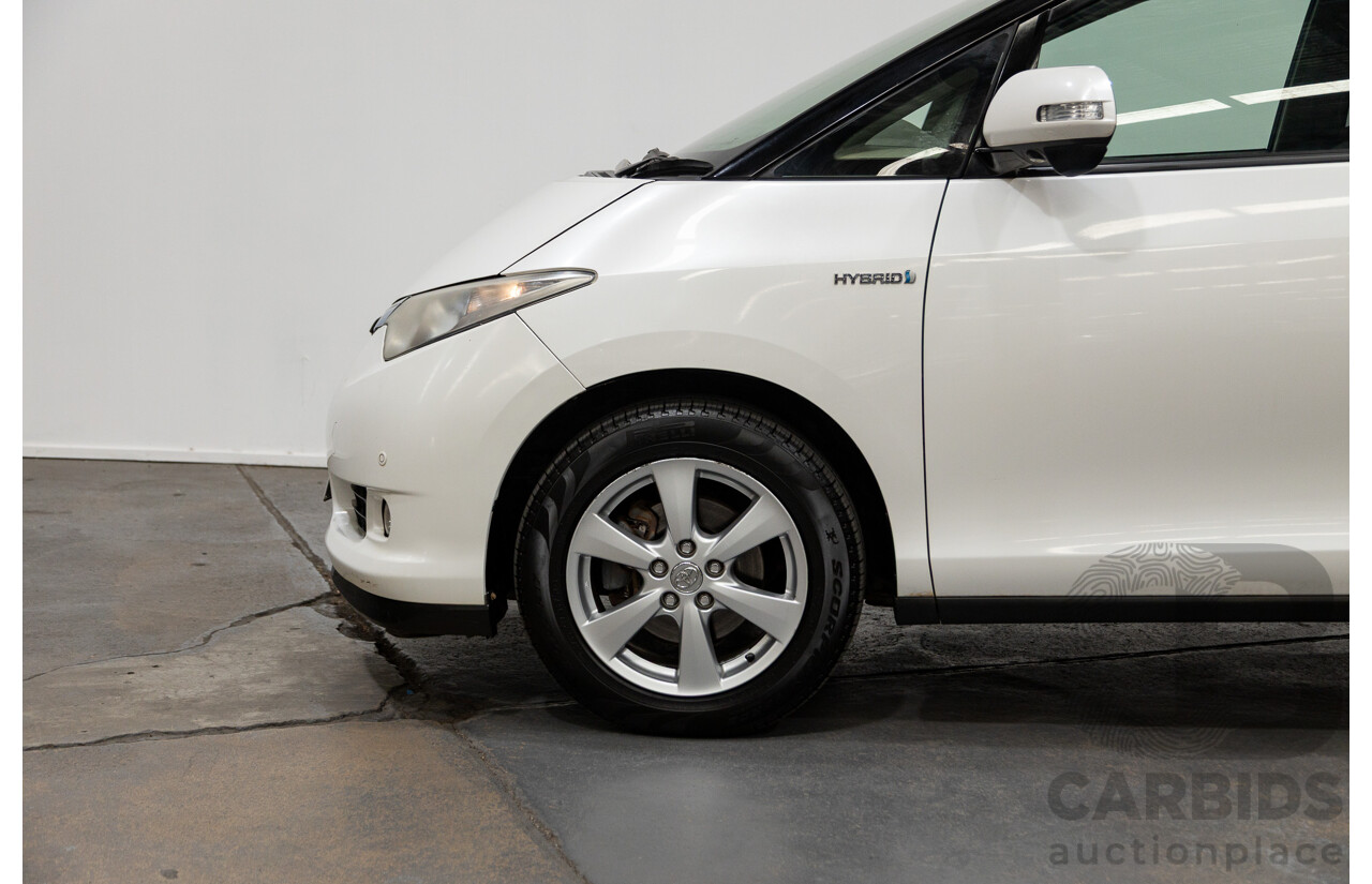 11/2007 Toyota Estima Hybrid (AWD) AHR20W 4d Wagon White 2.4L - 8 Seats