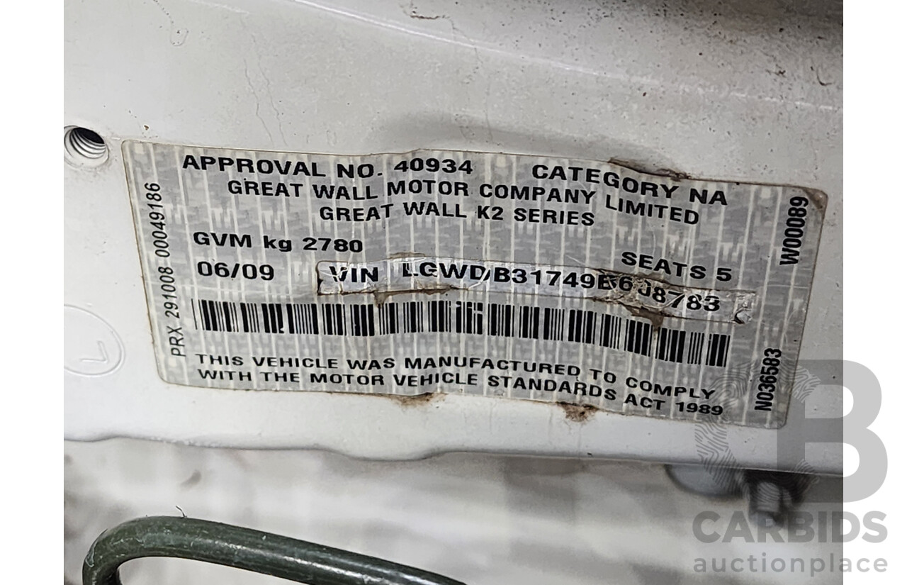 6/2009 Great Wall V240 (4x4) K2 Dual Cab Utility White 2.4L