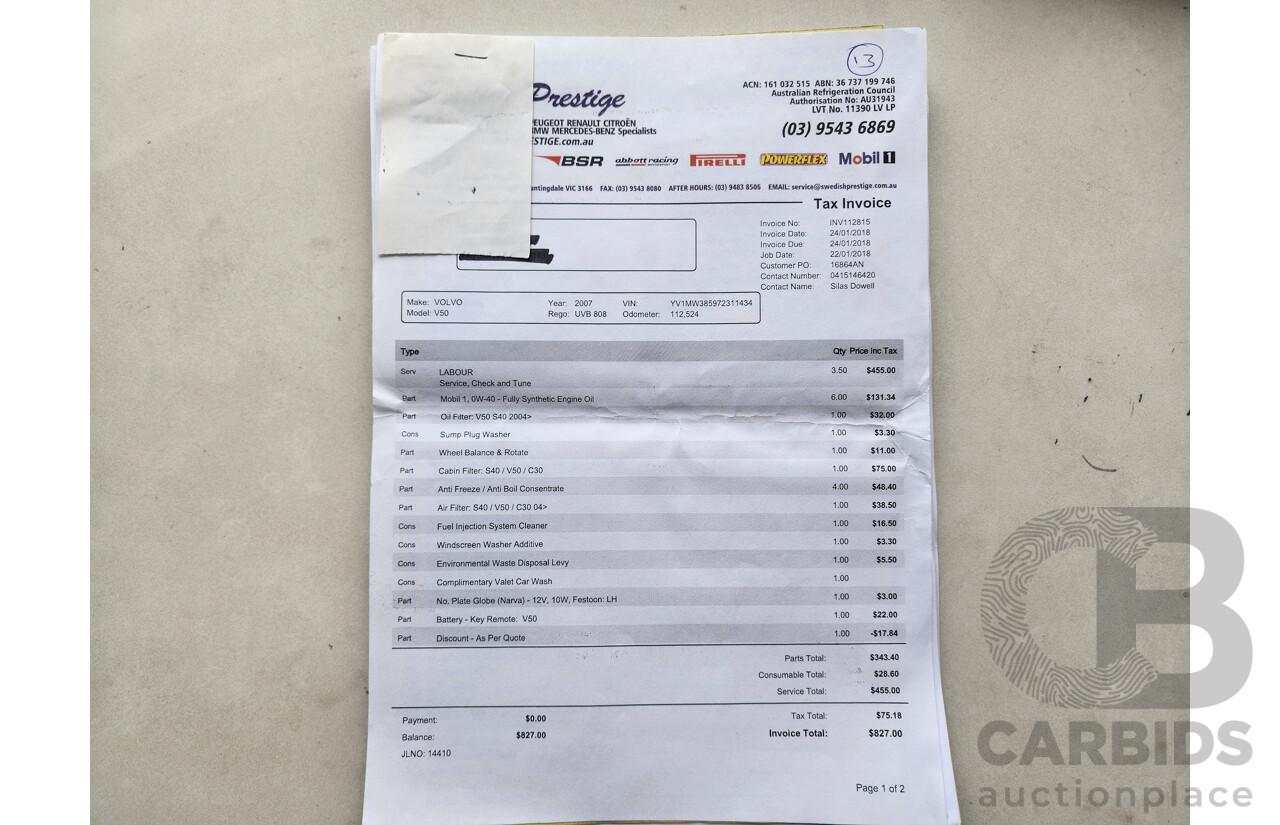 3/2007 Volvo V50 2.4 S MY07 4d Wagon Blue 2.4L