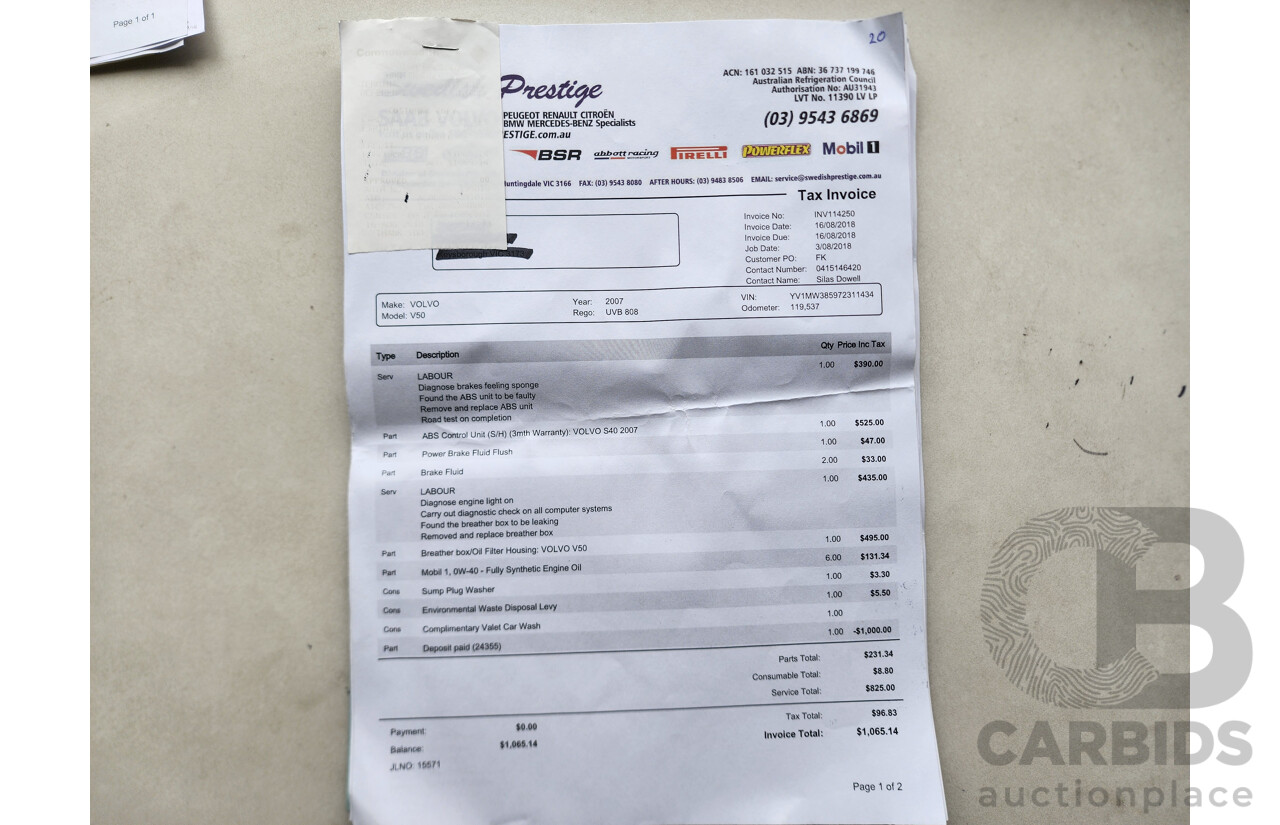 3/2007 Volvo V50 2.4 S MY07 4d Wagon Blue 2.4L