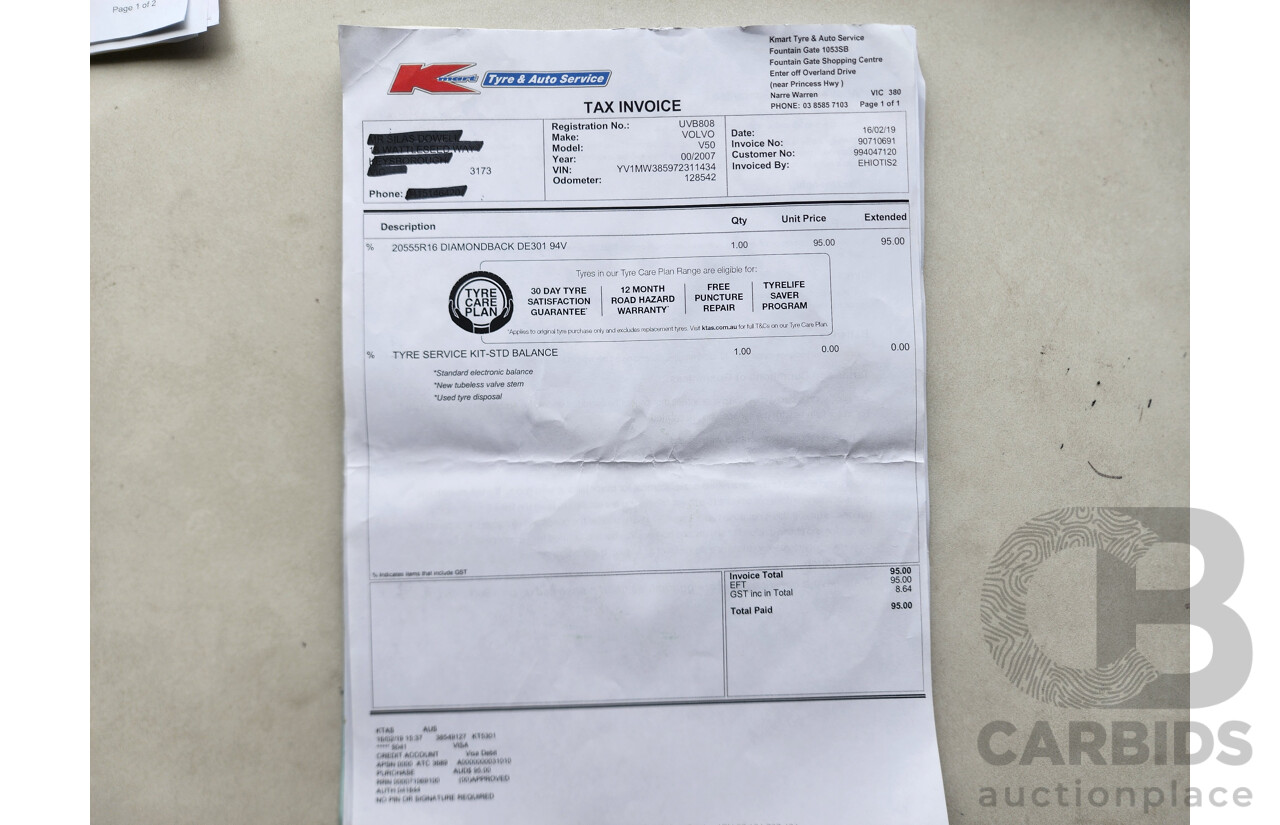 3/2007 Volvo V50 2.4 S MY07 4d Wagon Blue 2.4L