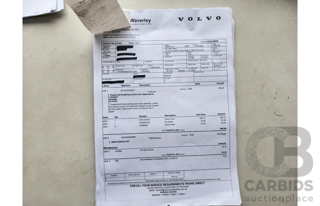 3/2007 Volvo V50 2.4 S MY07 4d Wagon Blue 2.4L