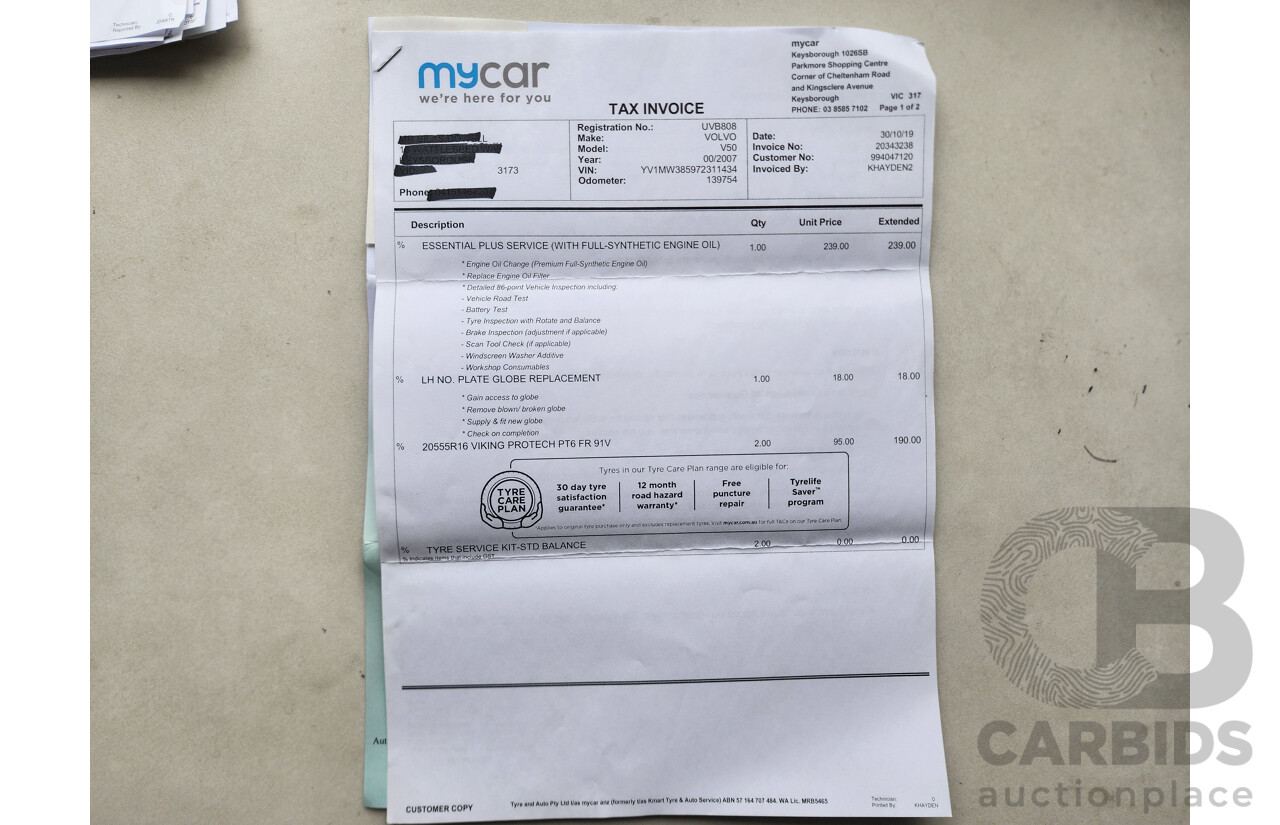 3/2007 Volvo V50 2.4 S MY07 4d Wagon Blue 2.4L