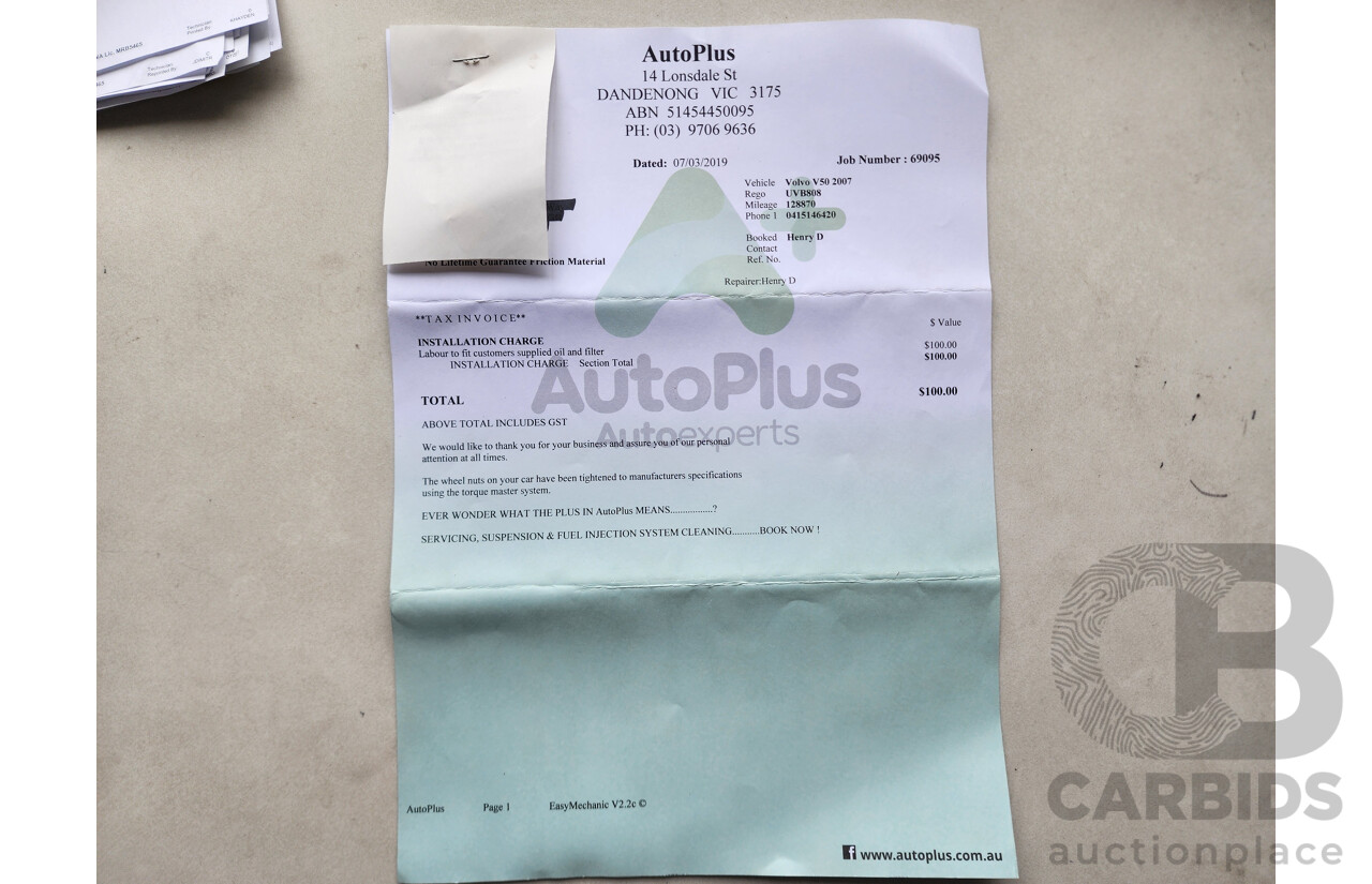 3/2007 Volvo V50 2.4 S MY07 4d Wagon Blue 2.4L