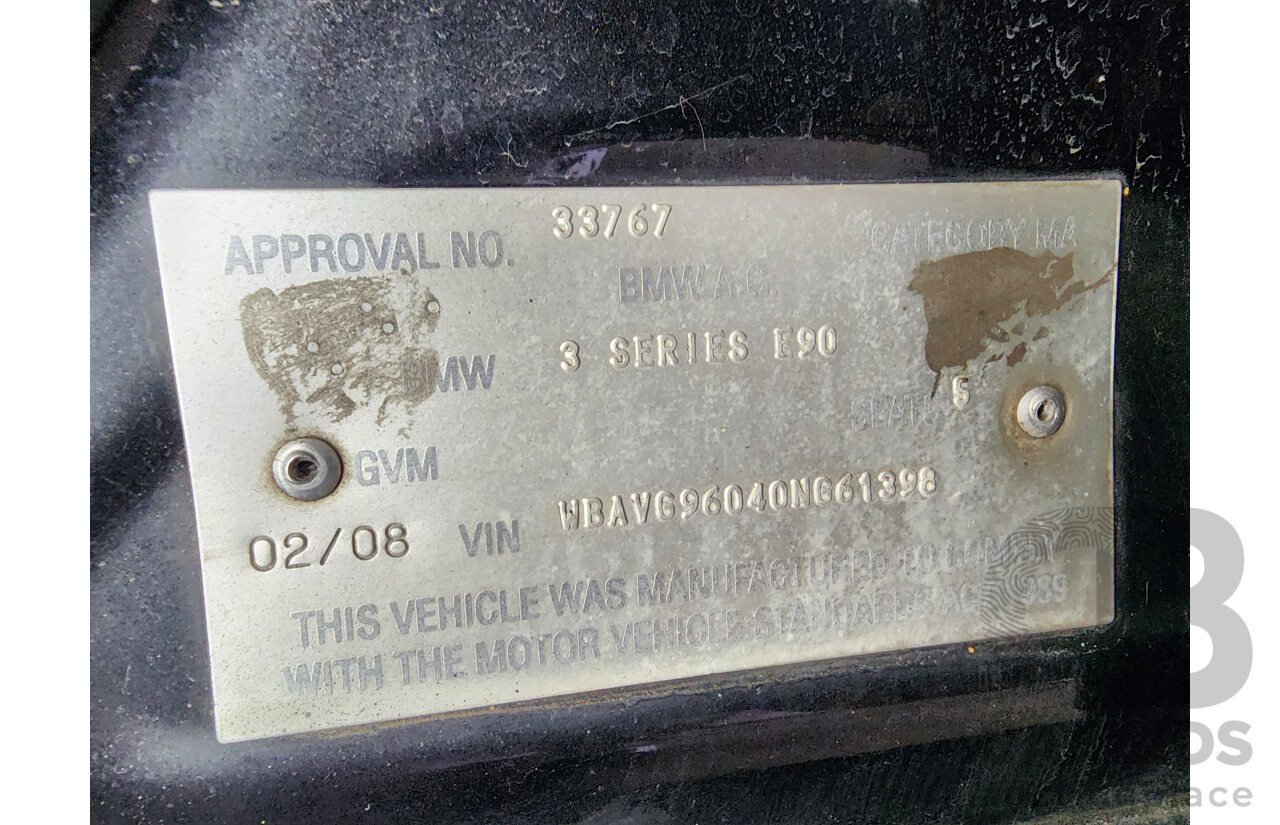 2/2008 Bmw 3 20d Executive E90 07 UPGRADE 4d Sedan Black 2.0L