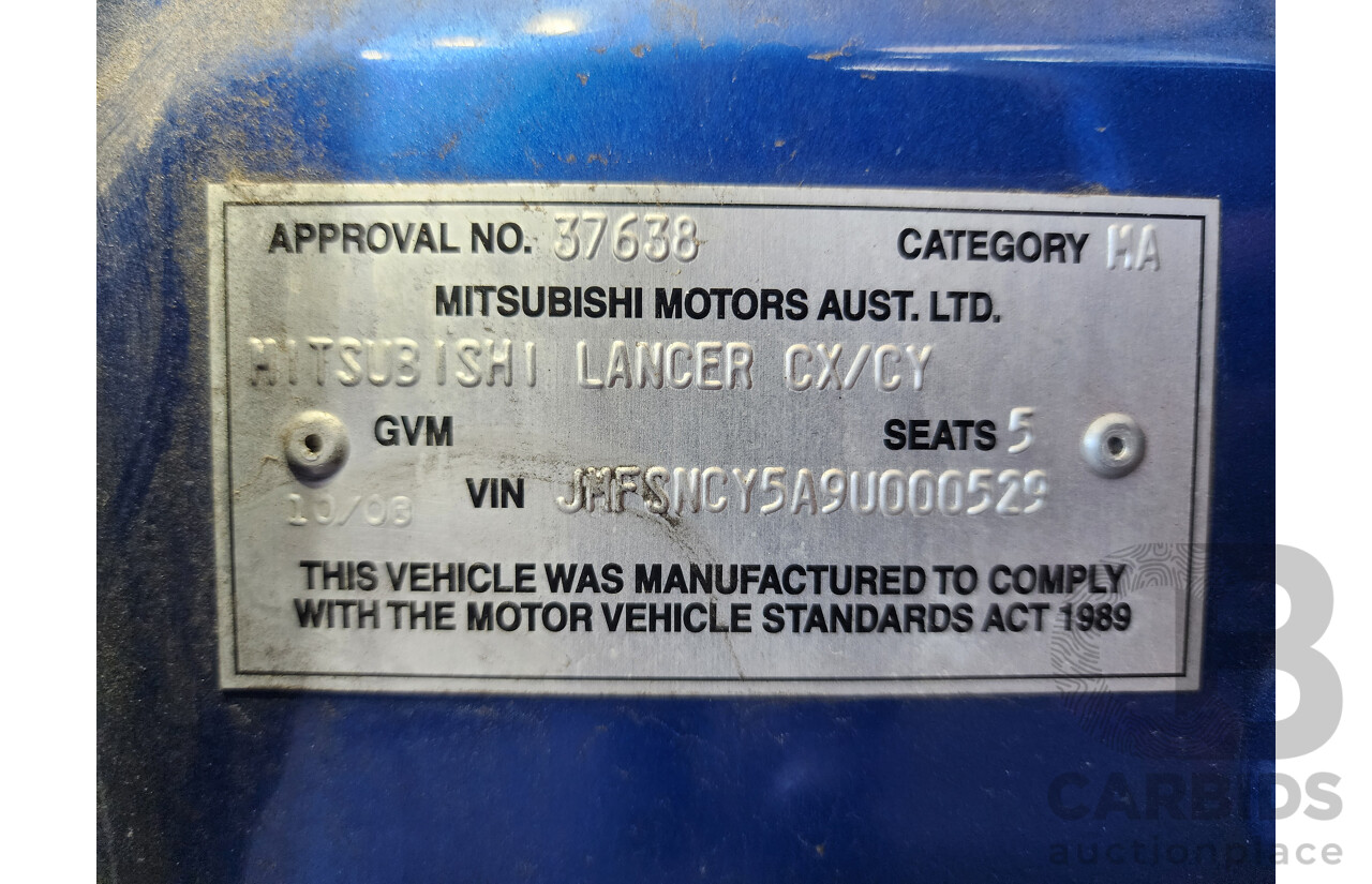 10/2008 Mitsubishi Lancer VR-X CJ 4d Sedan Blue 2.0L